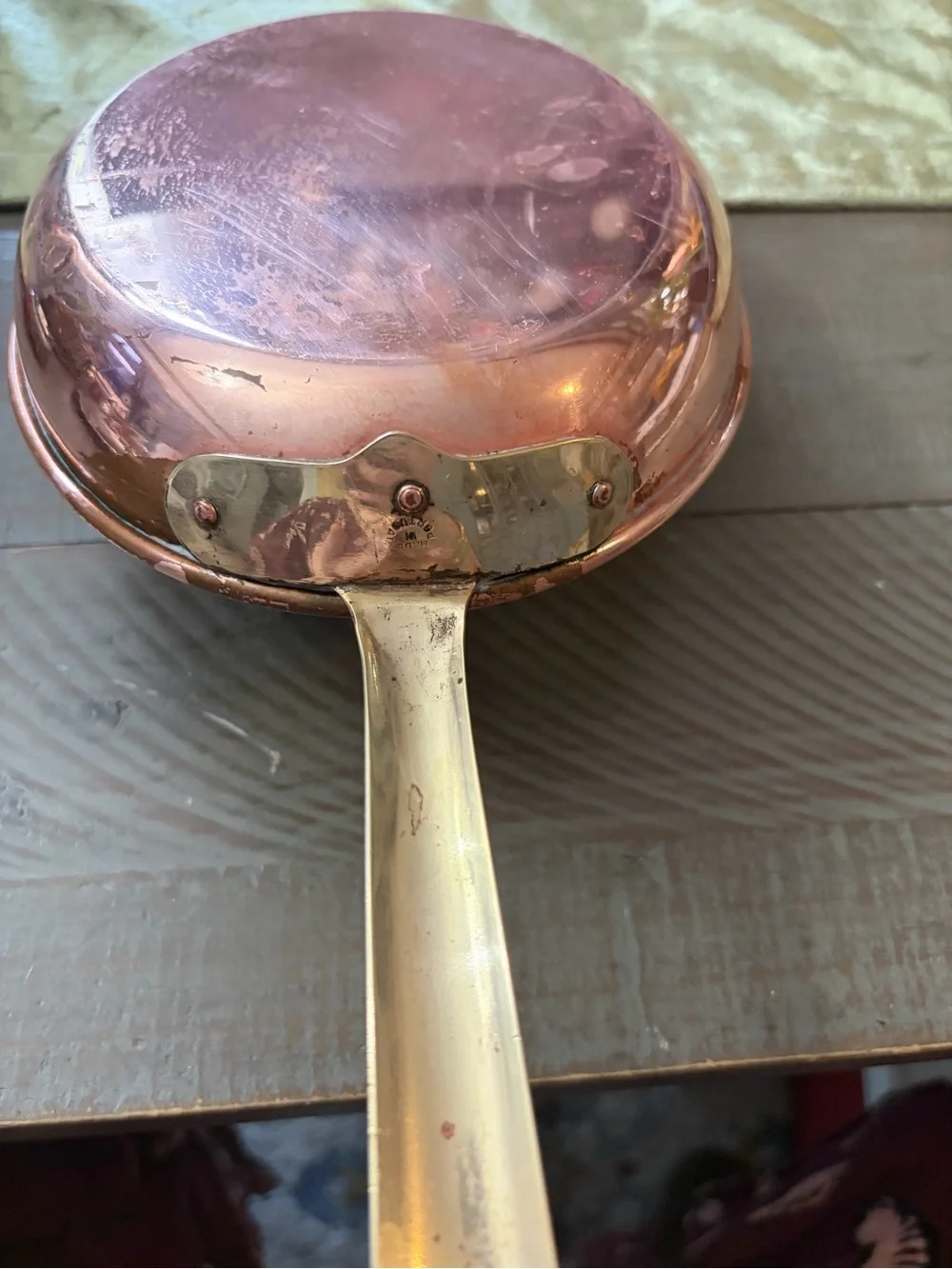 Copper-Tone Stainless Interior Fry Pan with Long Handle